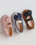 Round Toe Cute Girls Princess Shoes Sequins Shallow Bow Soft Sole Childrens Casual Shoes