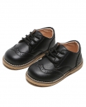 Zapatos de cuero para niños Estilo británico Parte inferior suave con cordones Zapatos casuales para niños y niñas