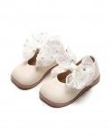 Zapatos de princesa para niñas con lazo para niños, zapatos informales de cuero con velcro de fondo suave y punta redonda