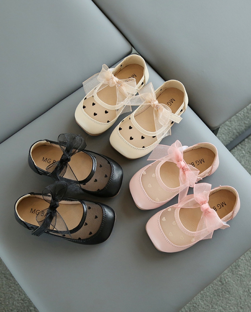 נעלי עור לילדים 2022 קיץ חדש בנות נסיכות נעלי נקבה אוצר רשת נעלי יחיד נעלי תינוק שחור נעלי כפה