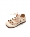 حذاء كاجوال بناتي بنمط قلب شبكي للأميرة للأطفال مع زينة فيونكة