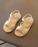 Kids Fashion Bow Sandals Shoes Soft Sole Velcro Girls Beach Casual Shoes