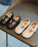 נעלי עור לילדים 2022 אביב חדש תינוקת נסיכת נעלי וולקרו תחתית רכה נעלי בנות בסגנון בריטי קזואל