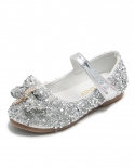 Zapatos de cristal con lazo de lentejuelas Zapatos de cuero planos casuales para niñas