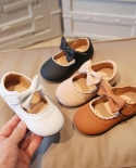 Zapatos de cuero informales para niñas con velcro para niños con lazo de suela blanda y punta redonda