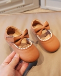 Round Toe Soft Sole Bow Childrens Velcro Girls Casual Leather Shoes