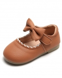 Round Toe Soft Sole Bow Childrens Velcro Girls Casual Leather Shoes