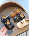 Zapatos de cuero para niños con lazo inferior suave y punta cuadrada, zapatos casuales para niñas pequeñas con velcro