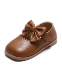 Square Toe Soft Bottom Bow Children Leather Shoes Velcro Little Girls Casual Shoes