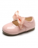 אביב 2022 נעלי עור לילדות חדשות בסגנון תחתון רך נעלי נסיכה לתינוקות נעלי קשת לילדים לפעוטות