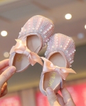 אביב 2022 נעלי נסיכה בנות פנינה rhinestone קשת נעלי יחיד לילדים נעלי וולקרו רכות וולקרו נעלי תינוק