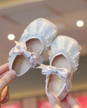 Pearl Rhinestone Bow Girls Soft Sole Velcro Baby Shoes