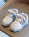 Winter Childrens Snow Boots Shiny Waterproof Thick And Warm Girls Diamond Upper Boots