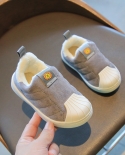Winter Childrens Warm Cotton Shoes Soft-soled Girls And Boys Plus Velvet Casual Shell Toe Sneakers
