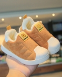 Winter Childrens Warm Cotton Shoes Soft-soled Girls And Boys Plus Velvet Casual Shell Toe Sneakers