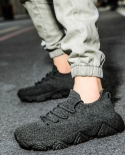 Outdoor Work Shoes Mens Spring Knit Socks Shoes Soft Sole Cozy Fitness Shoes Lace Up Breathable Sneakers Mens Vulcaniz