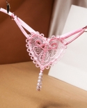 Embroidery Flower Beads Women T Panties Low Thong Briefs