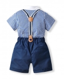 Baby Boys Gentleman Birthday Outfit Infant Wedding Party Gift Striped Romper Suit Toddler Formal Clothing Set Dress