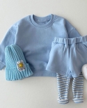 Autumn New Baby Clothes Set Solid Pants 2 Pcs Boys Suit Casual Infant Sweatshirts Set  Baby Girl Clothes Set