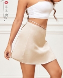 Tossy Women Solid Satin Bandage  Skirt Summer New High Waist A Line Zipper Mini Skirt Female Fashion Streetwears Y2k 202