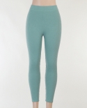 Leggings de malha canelada azul Tossy feminina cintura alta algodão fitness calças básicas casual primavera novo all match femin