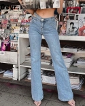 טוסי קזואל דק גינס נשים חגורת מותן גבוהה אופנה מכנסי גינס עם כיס מתיחה מכנסיים צמודים femme y2k עור אסתטי
