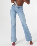 Tossy Casual Slim Jeans Women High Waist Belt Fashion Stretch Pocket Denim Pants Tight Trousers Femme Y2k Aesthetic Skin