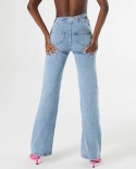 Calça jeans feminina casuais finas cintura alta cintura alta moda bolso jeans calças apertadas femininas y2k pele estética