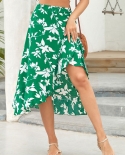 נשים זרוקות פרחוניות לא סדירה חצאית bodycon נקבה תחבושת מותן גבוהה סלסולים חצאיות ארוכות בסגנון צרפתי מתלבשות קיץ 2