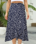 Tossy Women Floral Irregular Bodycon  Skirt Female High Waist Bandage Ruffles Long Skirts French Style Outwears Summer 2