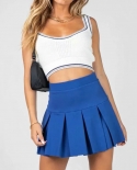 6 Colors Women High Rise Pleated Mini Skirt With Zip Side Fastening Raw Hem Stretch Pleated Mini Skirtsskirts