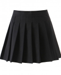  Summer Vintage Ruched Dropped Pleated Mini Skirt Preppy Style High Waist A Lined Short Skirts Black White Color Side Zi