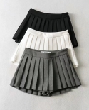 Y2k Low Waist Extra Mini Skirt Cool Girl Short Pleated Skirts With Shorts Underwear Lining Side Zipper Spring Fall  Clot