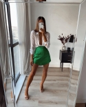  High Waist Green Satin Skirt Like Silk Summer Women Bodycon Mini Skirtsskirts