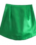   High Waist Green Satin Skirt Like Silk Summer Women Bodycon Mini Skirtsskirts