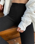 Leggings de punto acanalados negros Tossy, pantalones básicos de algodón de cintura alta para mujer, pantalones casuales de prim
