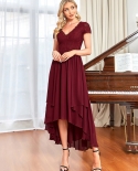 Elegant Evening Dresses Long Simple Asymmetrical Deep V Neck Short Sleeves 2022 Ever Pretty Of Lace Simple Prom Women Dr