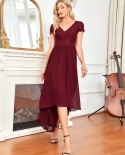 Elegant Evening Dresses Long Simple Asymmetrical Deep V Neck Short Sleeves 2022 Ever Pretty Of Lace Simple Prom Women Dr