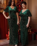 Elegant Evening Dresses V Neck Beading Long Sleeves 2022 Ever Pretty Of Dark Green Luxury Mermaid Prom Dress Women