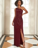 Elegant Evening Dresses Long A Line Shiny V Neck  Sleeveless Floor Length 2022 Ever Pretty Of Sequin Simple Prom Women D