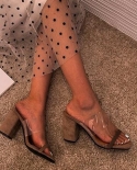  Summer Pvc Serpentine Sandals Fashion Women Heeled Peep Toe 5cm Perspex Heel High Heels Sandals Lady Slingback Shoehigh