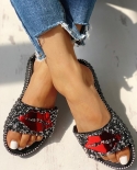  New Women Slippers Summer Red Lips Rhinestone Fashion Female Shoes Wear Nonslip Casual Trend Ladies Sandals Outdoor Hom
