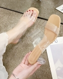  New Pvc Transparent Slippers Open Toes  Serpentine High Heel Crystal Womens Shoes Transparent High Heels Sandalshigh H