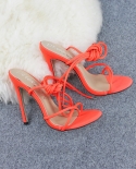   Summer Sandals Candy Color Point Toe Lace Ankle Strap Party High Heels Pumps 115cm High Thin Heel Sandals Ladyhigh He