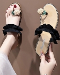 Women Slipper Pineapple Pearl Flat Toe Bohemian Casual Beach Sandals Ladies Shoes Platform  Designer Black Slides Wholes