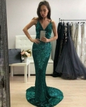 Weiyin  Ae0584 Robe De Soiree  Sequined Little Mermaid Navy Blue Sparkle Party Gowns New Arrival Cheap Long Prom Dresses