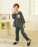 Fall Boys Pajamas Winter Warm Clothing Soft Velvet Long Sleeve Homewear Set
