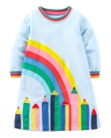 Childrens Autumn New Long-sleeved Round Neck Loose Dress