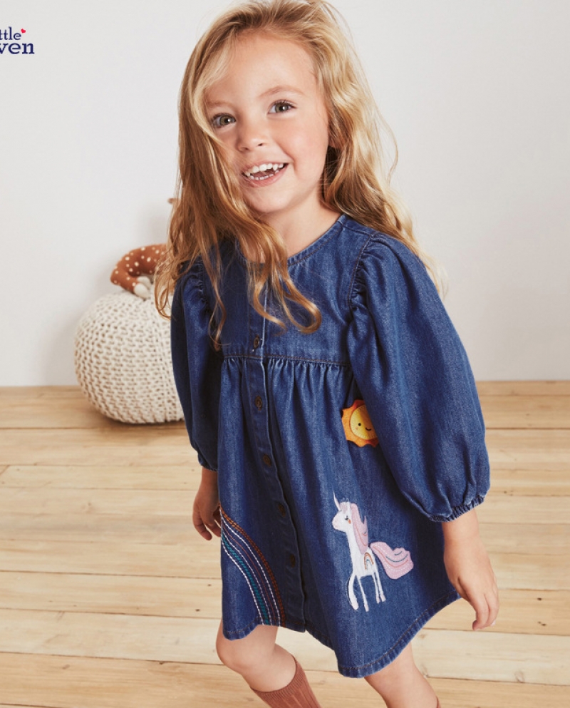 ملابس الأطفال تنورة الدنيم الخريف العلامة التجارية الجديدة للأطفال فستان بأكمام طويلة