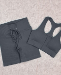 Zipper Seamless Fitness Suit Sport Set Women Yoga Sports Clothing Ladies Drawstring Gym Leggings Sports Bra Workout Spor